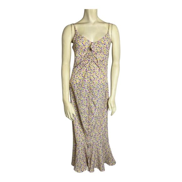 Cupshe Womens Casual Dress Midi Floral Ruched Cottage Romantic M - Picture 1 of 6